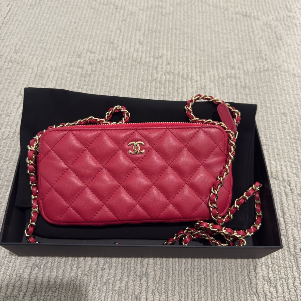 Chanel Pink Small Clutch on Chain